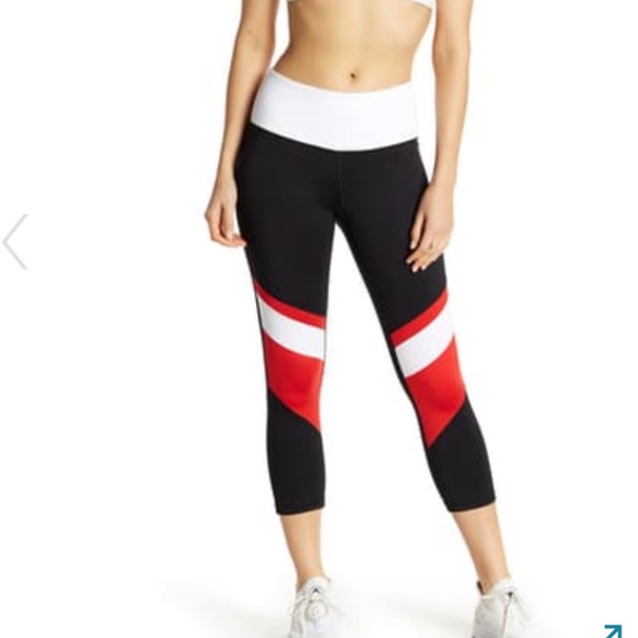 Zella Pants - Zella Red and White Striped Black  Leggings